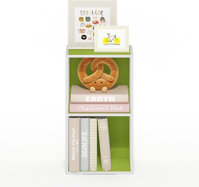 Furinno PASIR Book Shelf, 2-Tier Modern Bookshelf, Open Shelves Bookcase 9 x 12 x 21, Easy Assembly, for Living Room, Bedroom