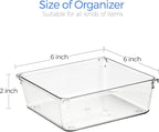Ravinte 6 Pack Drawer Organizer - 6" X 6" Plastic Storage Bins, Acrylic Organizers with Non-Slip Pads Clear Desk Storage Tray