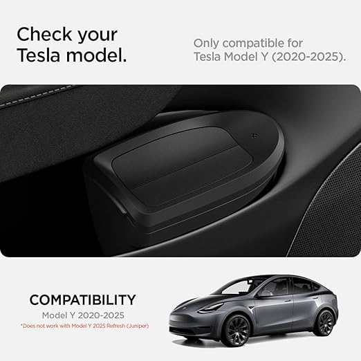 Spigen Door Pocket Car Trash Can [with Magnetic Lid] Waterproof Door Pocket Organizer for Legacy Tesla Model Y (2020-2024) [Not for New Model Y Juniper 2026/25] - Driver Side only