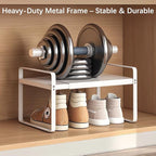 Expandable 1-Tier Metal Shoe Rack (H:10"), Adjustable Width 14.9"-23.6", Heavy-Duty Stackable Free-Standing Shoe Shelf for Cl