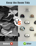 Adhesive Hat Hooks for Wall, Baseball Caps Strong Holdr, Ball Cap Hanger Wall Mount, Hat Display Rack, Hat Organizer Accessor