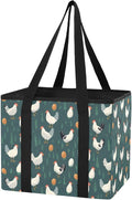 FRMG Chicken Hen Kitchen Reusable Grocery Bags,Car Organizer Storage Bag,Foldable Trunk Organizers,Large Shopping Totes Bag w