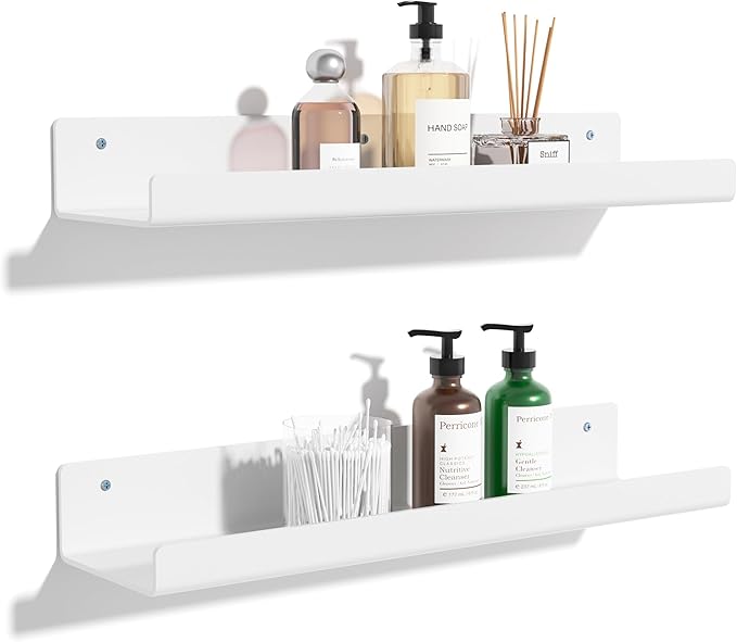 upsimples Acrylic Shelves for Wall Decor, 15" Display Shelf Perfume Organizer for Bathroom, Bedroom, Living Room, Floating Bo