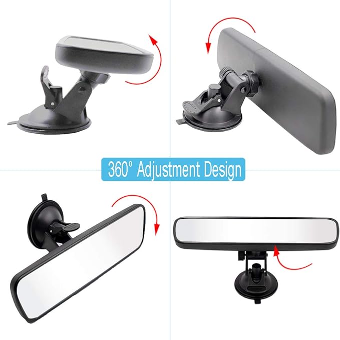 Rear View Mirror,LECAMEBOR Universal Thickened Anti-glare HD Car Interior Rear View Mirror-(With Adjustable Suction Cup)