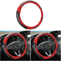 Leather Steering Wheel Cover, Auto Car Stretch Steering Wheel Protector, Universal 15 Inch Anti-Slip Breathable Odorless Stee