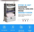 Grand Fusion Stow-N-Go Portable Hanging Travel Shelves, Packing Organizer for Luggage. Carry on Closet with Hanger for Clothe