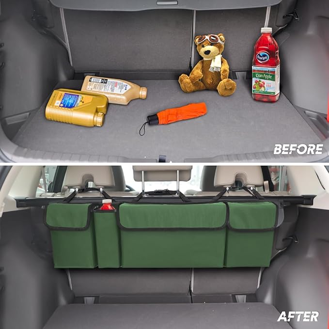 BELOMI Car Trunk Organizer, Auto Waterproof Sturdy Backseat Hanging Large Storage Collapsible Cargo Bag with Anti-Slip