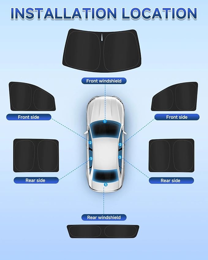 6PCS Window Shades for Chevy Silverado 2500 3500 2020-Present Accessories – Full Coverage Sun Shade for Side Windows, Rear Triangular & Windshield – UV Protection & Privacy for Camping