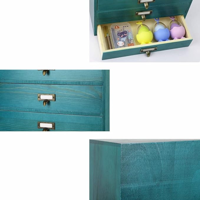 Small Wooden Drawers Rustic Desk Organizers and Accessories Wooden Storage Box with Drawers Desktop Storage Library Card Cata