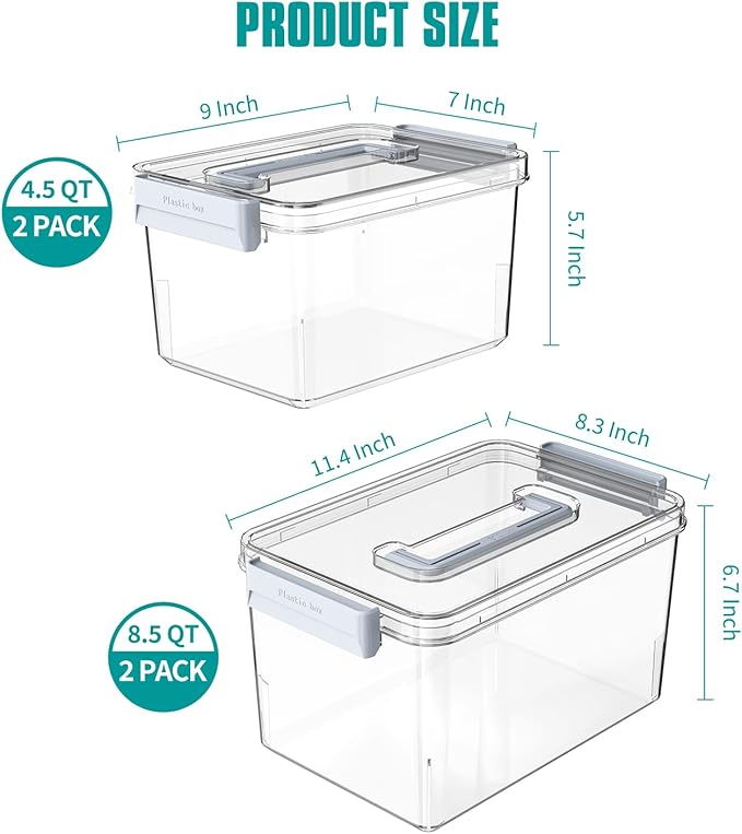 Plastic Storage Bins with Lids Stackable organization and Storage Containers for Organizing Snacks, Crafts, Tools Clear Stora