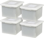 IRIS USA File Box, Plastic File Organizer with Lids for Letter/Legal File, Portable Document Box For Moving, Storage Bin with