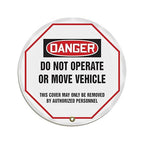 AccuformNMC Steering Wheel Cover for Lockout Tagout, OSHA-Style Legend Danger DO NOT Operate OR Move Vehicle..., Reinforced Vinyl, 16" Diameter, KDD811