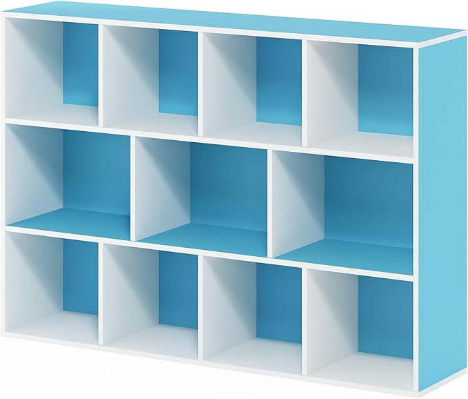 Furinno LUDER Book Shelf, 11-Cube Bookshelf, Reversible Bookcase, 9.4 x 29.1 x 41.7, Easy Assembly, for Living Room, Bedroom,