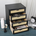 Large Wooden Drawer BoHo Desk Organizers Wooden Storage Dox with Drawers Rattan Paper Storage Drawer Wood File Organizer Libr
