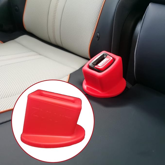 Seat Belt Buckle Holder – Easy Access to The Buckles of Rear Seats - Plug The Seat Belt in with Only One Hand – Friendly to Kids, and Passengers with Special Needs (Red)