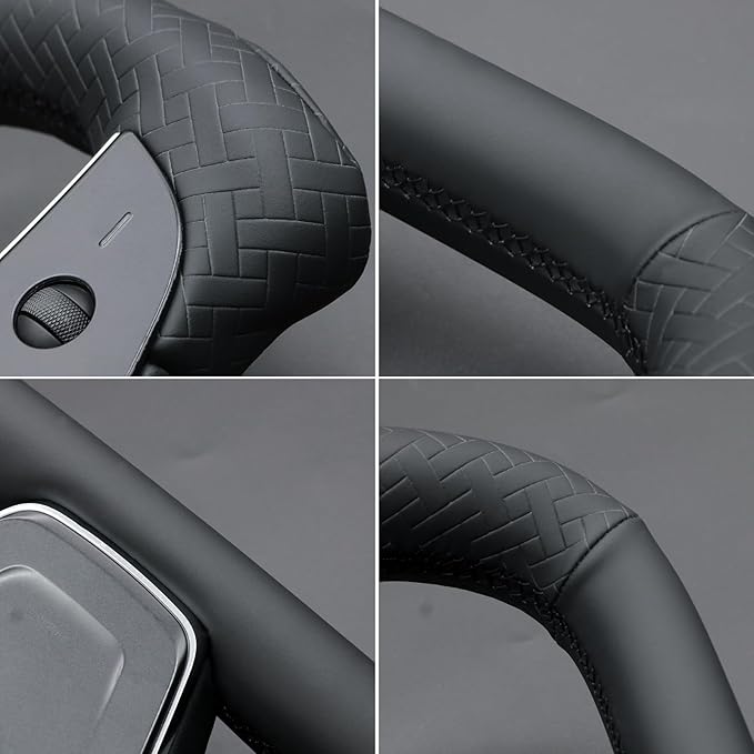 MEWANT Hand Stitched Tesla Model S Yoke Steering Wheel Cover Wrap for Tesla Model S 2021-2023 / Model X 2021-2023 Tesla Yoke Steering Wheel Accessories