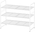 3 Tier Shoe Rack, Closet Shoe Organizer for Entryway, Heavy Duty Stackable Shoe Storage Shelf Stand,White