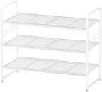 3 Tier Shoe Rack, Closet Shoe Organizer for Entryway, Heavy Duty Stackable Shoe Storage Shelf Stand,White
