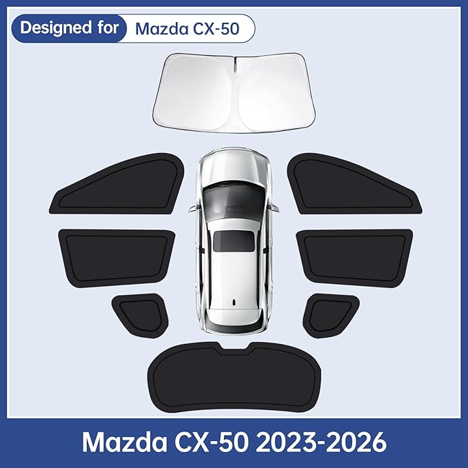 Car Window Shades for Mazda CX-50 2023-2026, Full Car Window Covers for Privacy, Sunshades for CX-50 Front Rear Windshield Side Windows to Block UV and Protect Privacy(8pcs)