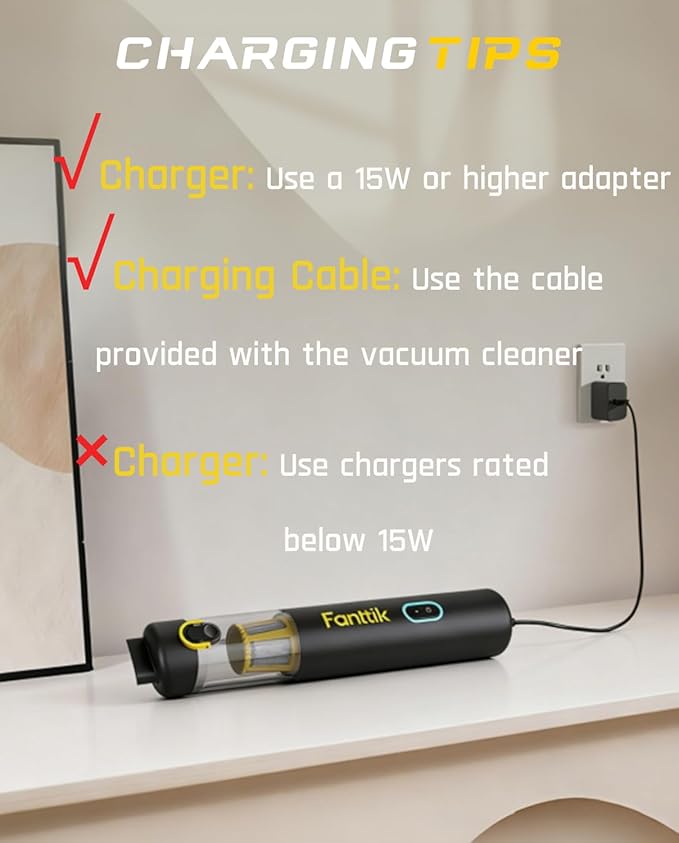 Fanttik Slim V8 APEX Car Vacuum, 4-in-1 Portable Mini Cordless Vacuum with 19000pa Suction Power, Type-C Charge, 2 Suction Mo