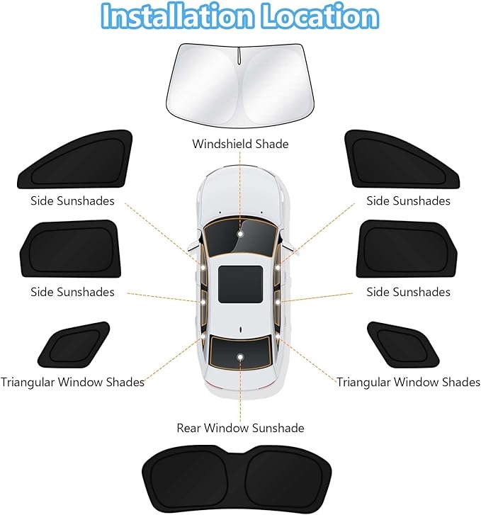 KUST Car Window Shades for 2022-2025 2026 Nissan Pathfinder Accessories Windshield Sun Shade Side Rear Window Covers Sunshade Privacy Protection for Camping Blackout UV Block Full Set 8PCS
