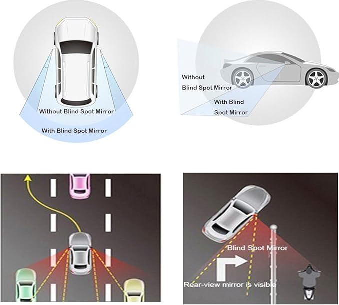 Blind Spot Mirror, Ampper 2" Round HD Glass Convex Aluminum Frame Wide Angle Rear View Mirror For All Universal Vehicles Car Suv (Pack Of 4)
