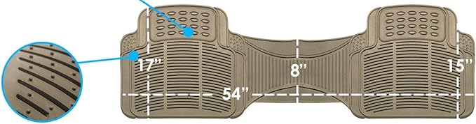 FH Group Car Floor Mats - Heavy-Duty Rubber Floor Mats for Cars, Universal Fit Rear Set, Trimmable Automotive Floor Mats, ClimaProof Floor Mats For Most Sedan, SUV, Truck Floor Mats Beige