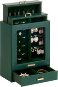 Homde Jewelry Organizer Girls Women Jewelry Box for Necklaces Rings Earrings Gift Bracelets Storage Case (Forest Green + Gold
