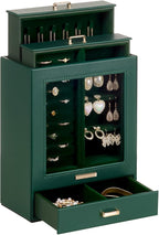 Homde Jewelry Organizer Girls Women Jewelry Box for Necklaces Rings Earrings Gift Bracelets Storage Case (Forest Green + Gold