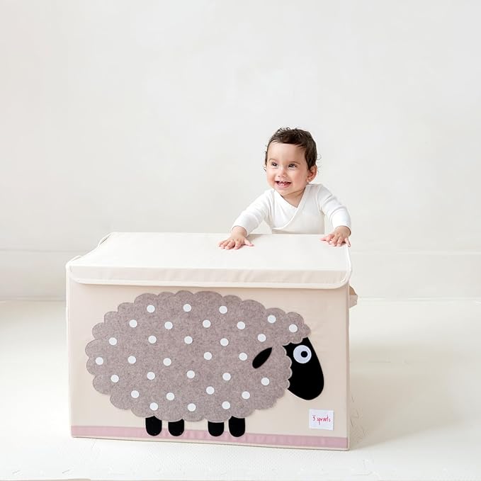 3 Sprouts Large Toy Chest for Kids with Lid and Handles - Collapsible Toy Storage Bin/Trunk/Box/Basket Organizer for Boys & G