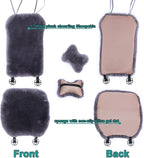 OGLAND 2 Pack Fur Fuzzy Sheepskin Car Seat Covers for Universal Auto Plush Seat Cushion Accessories Automobiles (Honey Beige)