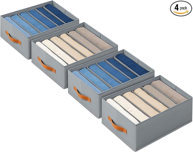 Homsorout Closet Organizers and Storage - Fabric Clothes Organizer with Handles, Foldable Jeans Organizer for Clothes, Drawer