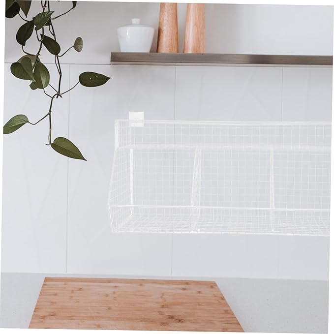 Wall Mount Baskets Wire Baskets for Kitchen Fruit Vegetable Storage Mail Organizer White Compartment