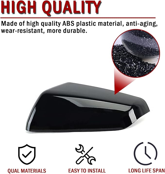 Left Driver Side Exterior Mirror Cap Cover Rearview Mirror Cover Trim Fit for 2018 2019 2020 2021 2022 2023 Chevrolet Equinox & GMC Terrain Replace 23406417 (Glossy Black)