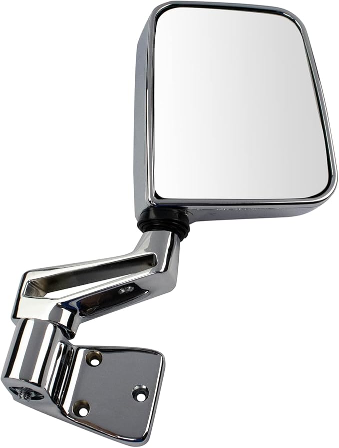 TRQ Driver and Passenger Side Mirror Assembly Set Manual Chrome Smooth Paint to Match Compatible with 1987–95 Jeep Wrangler 1