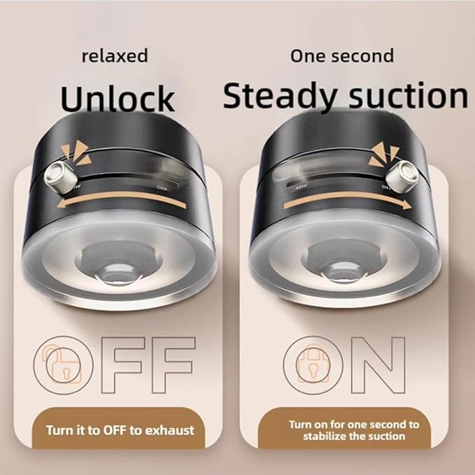 Foldable Magnetic Vacuum Phone Holder, 360° Electric Suction Car Mount, Double-Sided Swivel Stand for Car, Mirror, Gym, Kitchen, Hands-Free Portable Phone Holder (Black)