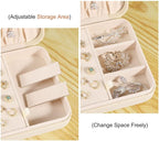 LANDICI Small Jewelry Box for Women Girls, PU Leather Travel Jewelry Case, Portable Jewelry Organizer Storage Holder Display 