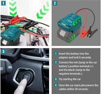 Jump Starter Adapter for Makita 18V Li-ion Battery,Automotive Batteries Booster with 12V Jumper Cable Clamps for 3.5L Vehicles,Portable Car Charger Jump Starter (Battery Not Included)