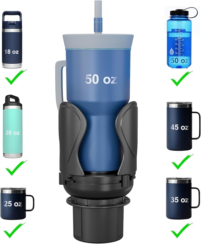 Car Cup Holder Expander, Cup Holder Extender Adapter with Expandable Arm and Adjustable Base, Compatible with Yeti Ramblers, 