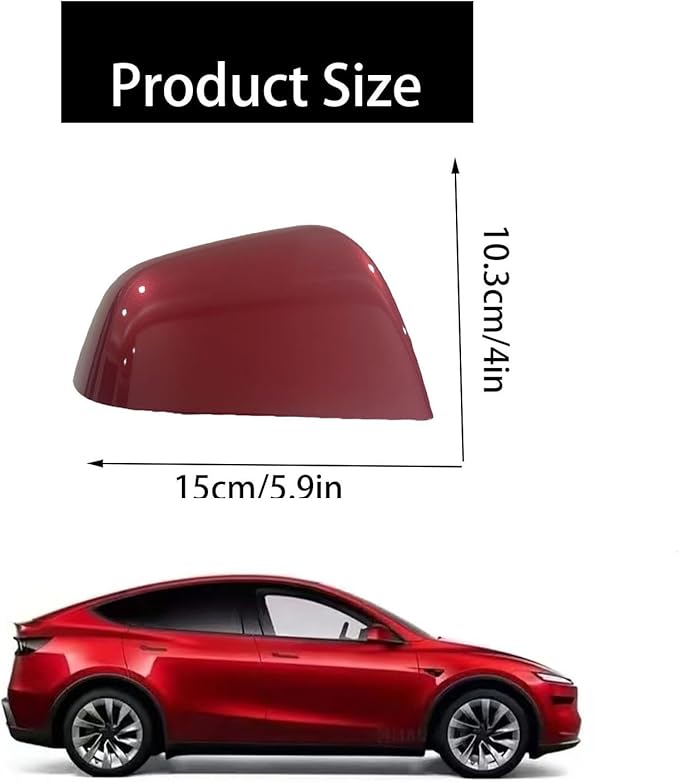 Compatible with Tesla Model Y Side Mirror Cover Replacement 2021 2022 2023 2024, Right Passenger Side Rearview Mirror Cover Cap for Model Y Accessories(red)