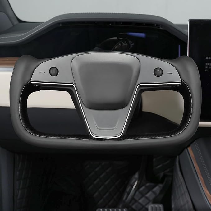 MEWANT Hand Stitched Tesla Model S Yoke Steering Wheel Cover Wrap for Tesla Model S 2021-2023 / Model X 2021-2023 Tesla Yoke Steering Wheel Accessories(3D Style)