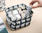 Lawei 9 Pack Mini Canvas Storage Bins - Collapsible Canvas Shelf Basket Nursery Organizer Box with Handles for Nursery Kids B