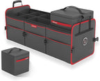 LIBZAKI Car Trunk Organizer,3 Compartments Big Trunk Storage, Large Capacity, Foldable, 95L Heavy Duty Storage Box for Car,