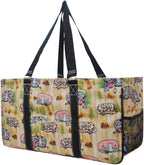 NGIL Extra Large Utility Tote Reusable Grocery Bag Oversized Collapsible for Groceries, Storage, Picnic, Beach (Cute Camper-Black)