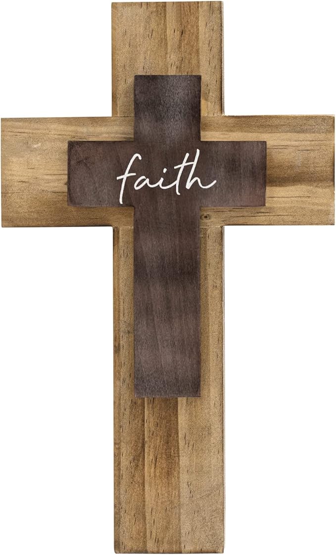 OKSQW Wall Wooden Cross Christians Crosses Spiritual Religious Cross With Hook Christmas Wall Hanging Handmade Nature Wood Co