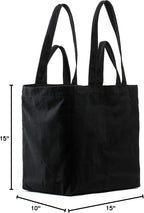 VeraMia Canvas Grocery Bag 3pc XL Set with Real Pockets, Long Shoulder Strap and Short Handle. Heavy Duty, Foldable, Washable