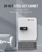 Uniclife 20 Position Key Cabinet with Combination Lock Resettable White Digital Security Storage Box Steel Key Organizer with