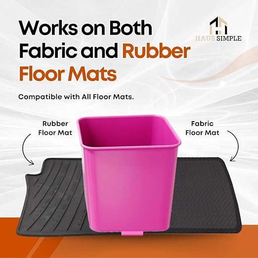 Car Trash Can Waterproof Vehicle Garbage Bin, Leakproof Anti Slip Floor Mat Clip Trash Bag Holder for Car, Truck, SUV, Van Portable Auto Trash Container with Stability Clips (Pink, Small)