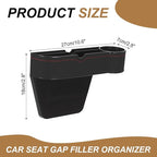 HARFINGTON Car Seat Gap Filler Organizer 10.6 x 7.1 x 2.8 Inch ABS+Leather Universal Car Organizer Storage Box Between Seat and Console (Right) with Cup Holders for Phone Keys, Black