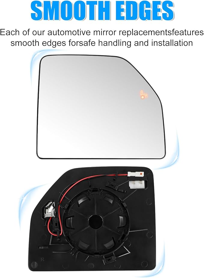 Compatible with Ford F150 2015-2020, F250 2017-2022, F350 2017-2019, Passenger Right Side Mirror Glass, Heated Blind Spot Lens Mirror with Backing Plate